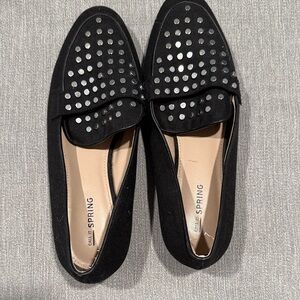 Call It Spring Black Loafers with Silver Accents